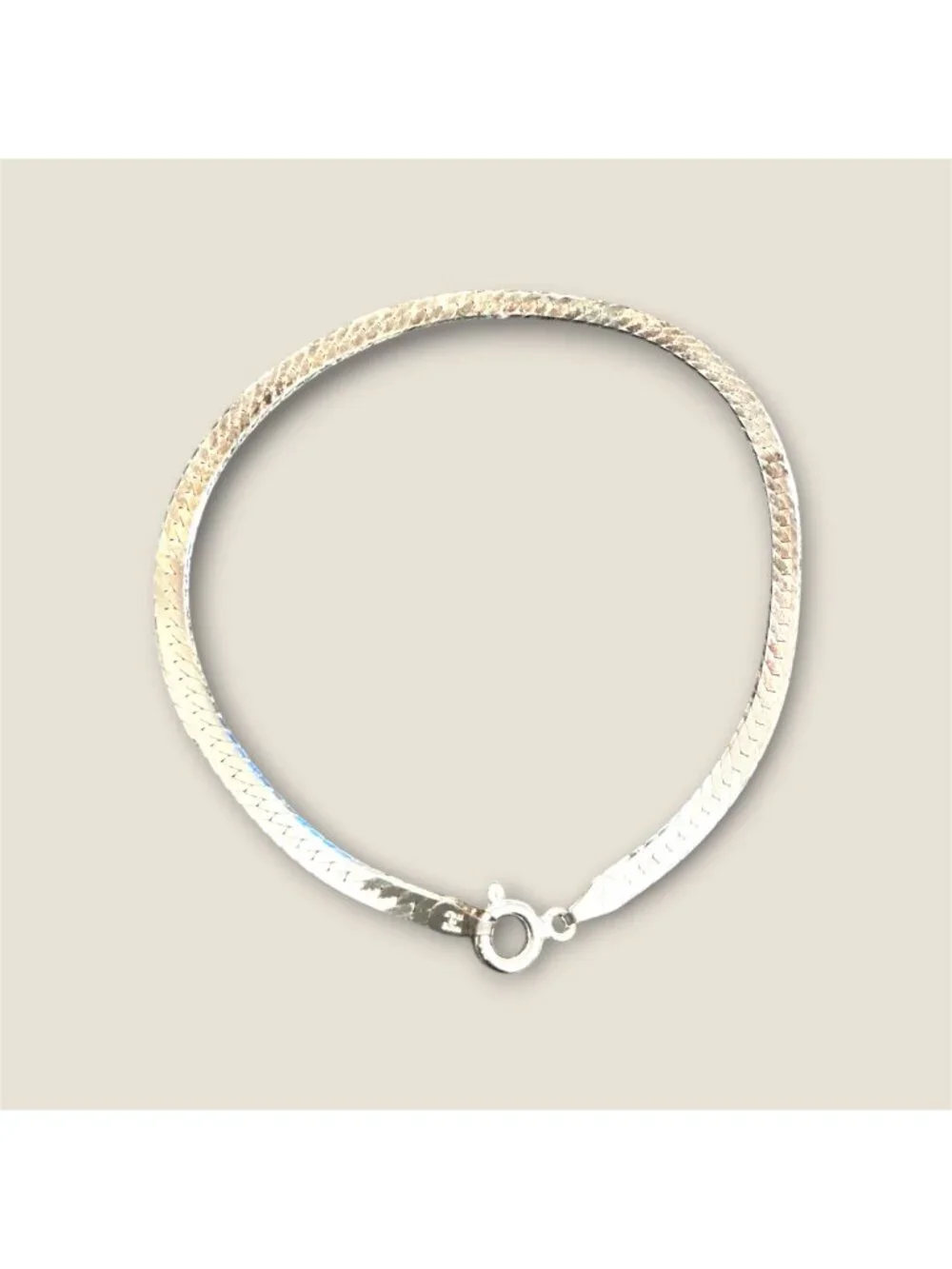 Sterling Silver Herringbone Bracelet 7 Inches Italy Polished Elegant Jewelry Gif
